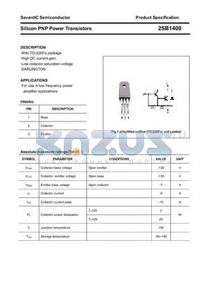 2SB1400 datasheet - Silicon PNP Power Transistors