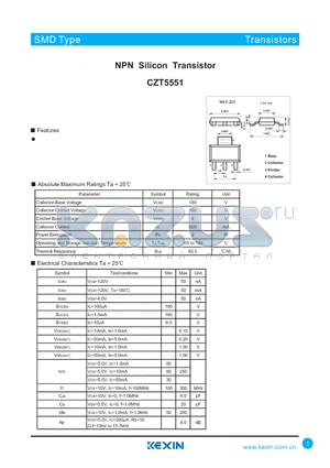 CZT5551 datasheet - NPN Silicon Transistor