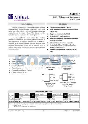 AMC317 datasheet - 1.2A / 3-TERMINAL ADJUSTABLE REGULATOR