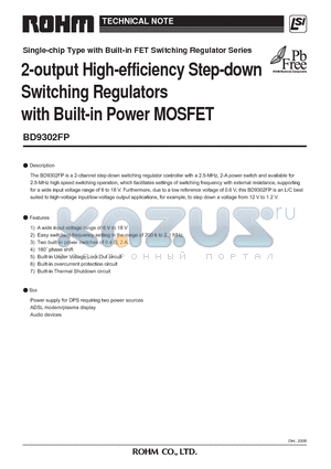BD9302FP datasheet - 2-output High-efficiency Step-down Switching Regulators with Built-in Power MOSFET