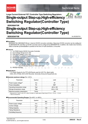 BD9305AFVM datasheet - Single-output Step-up,High-efficiency Switching Regulator(Controller Type)