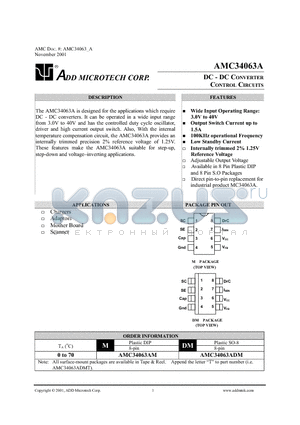 AMC34063 datasheet - DC-DC CONVERTER CONTROL CIRCUITS