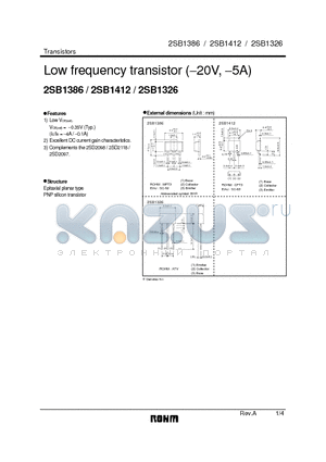 2SB1412 datasheet - Low Frequency Transistor(-20V,-5A)