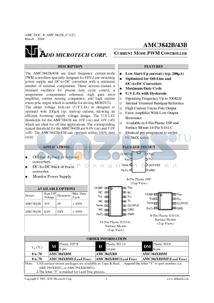 AMC384XBD datasheet - CURRENT MODE PWM CONTROLLER