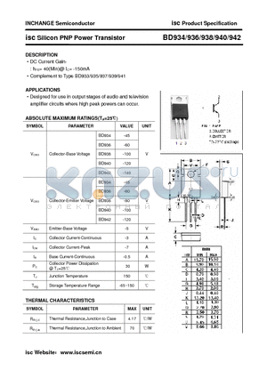 BD934 datasheet - isc Silicon PNP Power Transistor