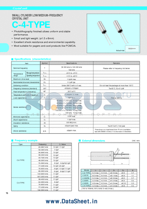 C-002RX datasheet - SMALL CYLINDER LOW/MEDIUM-FREQUENCY CRYSTAL UNIT