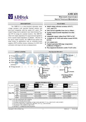 AMC431BDBF datasheet - PRECISION ADJUSTABLE SHUNT VOLTAGE REFERENCE