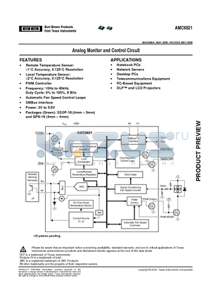 AMC6821 datasheet - Analog Monitor and Control Circuit