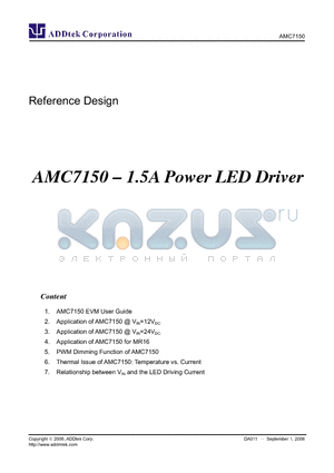 AMC7150 datasheet - 1.5A Power LED Driver