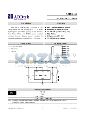 AMC7150DLF datasheet - 1.5A POWER LED DRIVER