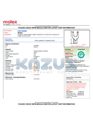 C-1104-10 datasheet - Krimptite Flanged Spade Tongue Terminal for 10-12 AWG Wire, Stud Size 10Length 19.91mm (.784