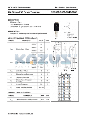BD950F datasheet - isc Silicon PNP Power Transistor