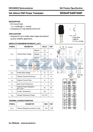 BD948F datasheet - isc Silicon PNP Power Transistor