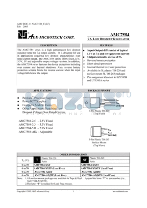 AMC7584-ADJ datasheet - 7A LOW DROPOUT REGULATOR