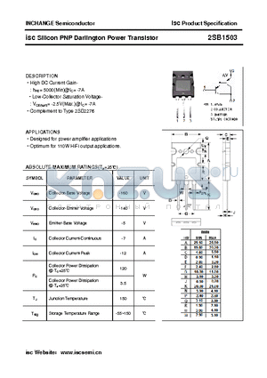 2SB1503 datasheet - isc Silicon PNP Darlington Power Transistor
