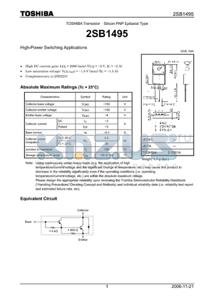 2SB1495_06 datasheet - Silicon PNP Epitaxial Type