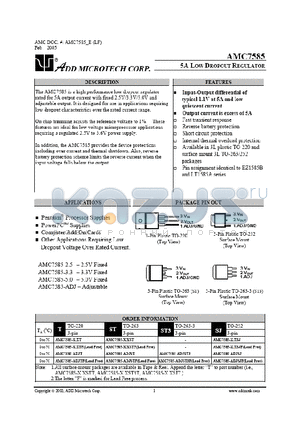 AMC7585-ADJST3 datasheet - 5A LOW DROPOUT REGULATOR