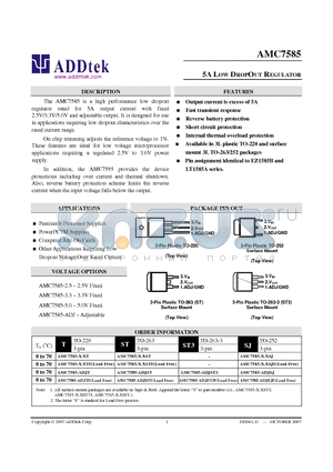 AMC7585-ADJT datasheet - 5A LOW DROPOUT REGULATOR