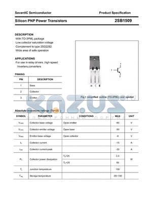 2SB1509 datasheet - Silicon PNP Power Transistors