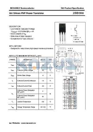 2SB1509 datasheet - isc Silicon PNP Power Transistor