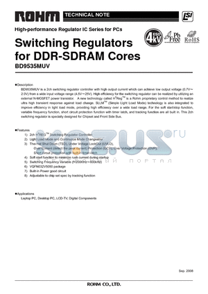 BD9535MUV datasheet - Switching Regulators for DDR-SDRAM Cores