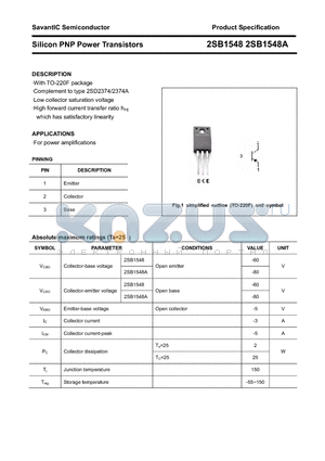2SB1548 datasheet - Silicon PNP Power Transistors