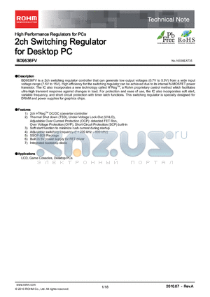 BD9536FV-E2 datasheet - 2ch Switching Regulator for Desktop PC