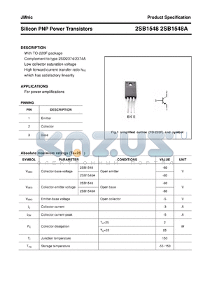 2SB1548A datasheet - Silicon PNP Power Transistors