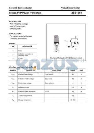 2SB1551 datasheet - Silicon PNP Power Transistors