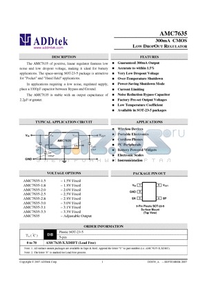 AMC7635-2.8 datasheet - 300mA CMOS LOW DROPOUT REGULATOR