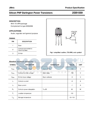 2SB1559 datasheet - Silicon PNP Darlington Power Transistors