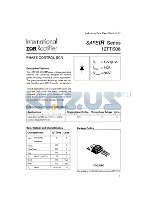 12TTS08 datasheet - PHASE CONTROL SCR
