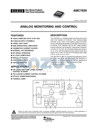 AMC7820 datasheet - ANALOG MONITORING AND CONTROL