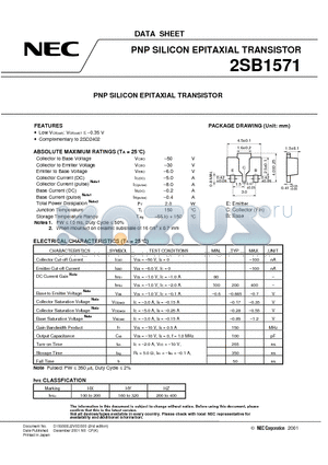 2SB1571 datasheet - PNP SILICON EPITAXIAL TRANSISTOR