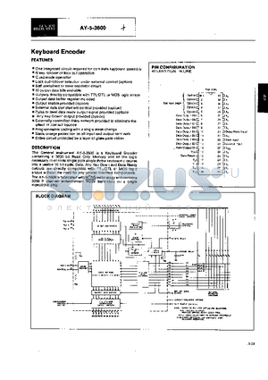 AY-5-3600 datasheet - Keyboard Encoder