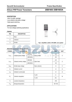 2SB1603 datasheet - Silicon PNP Power Transistors
