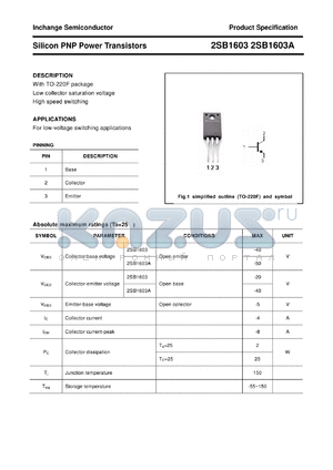 2SB1603A datasheet - Silicon PNP Power Transistors
