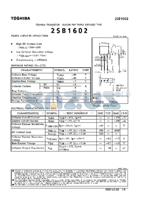 2SB1602 datasheet - TRANSISTOR (POWER AMPLIFIER APPLICATIONS)