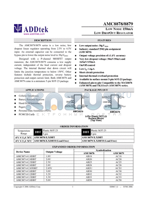 AMC887-2.0DBT datasheet - LOW NOISE 150mA LOW DROPOUT REGULATOR