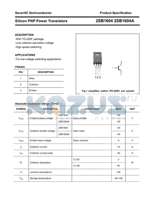 2SB1604 datasheet - Silicon PNP Power Transistors