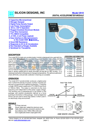 2010-050 datasheet - DIGITAL ACCELEROMETER MODULE