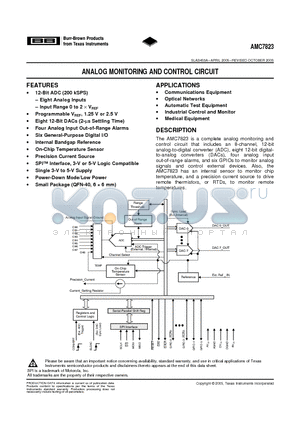 AMC7823 datasheet - ANALOG MONITORING AND CONTROL CIRCUIT