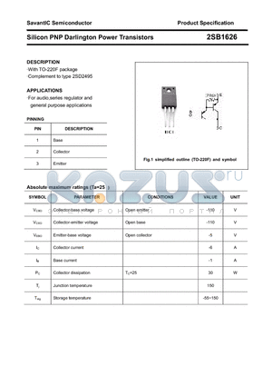 2SB1626 datasheet - Silicon PNP Darlington Power Transistors