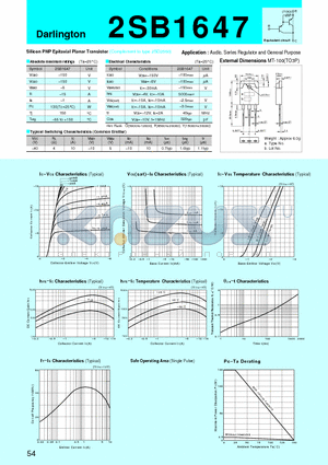 2SB1647 datasheet - Silicon PNP Epitaxial Planar Transistor(Audio, Series Regulator and General Purpose)