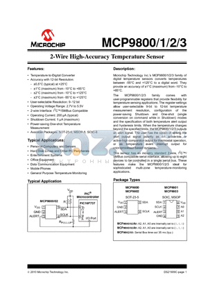 AMCP9801A0-M/OTG datasheet - 2-Wire High-Accuracy Temperature Sensor