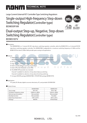 BD9850FVM_08 datasheet - Single-output High-frequency Step-down Switching Regulator(Controller type)