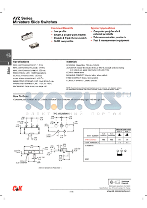 AYZ datasheet - Miniature Slide Switches