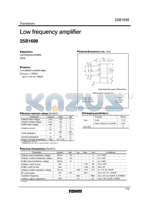 2SB1698_1 datasheet - Low frequency amplifier