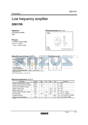 2SB1705 datasheet - Low frequency amplifier