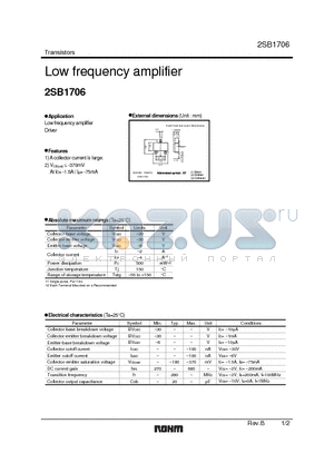 2SB1706 datasheet - LOW FREQUENCY AMPLIFIER